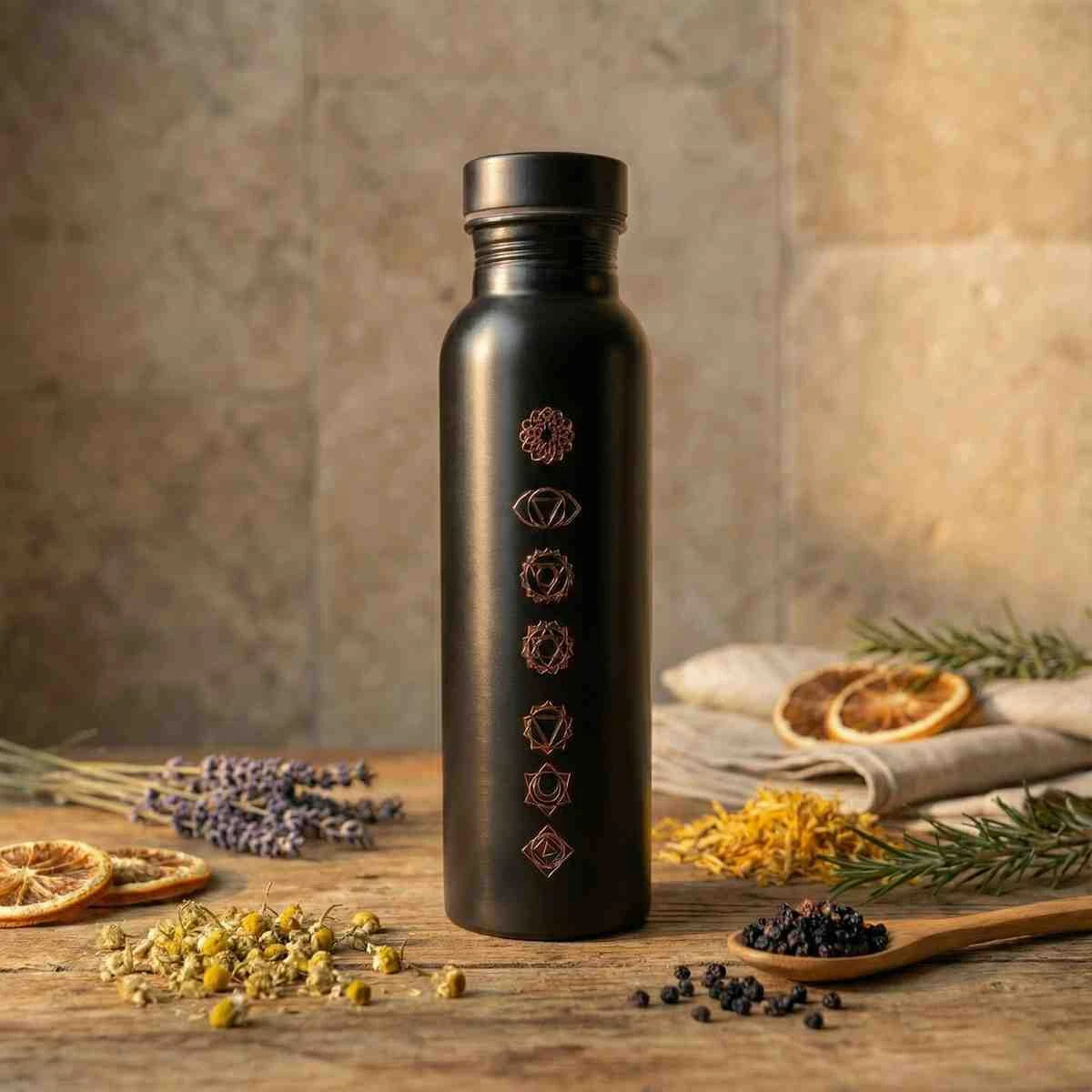 Vintage Chakra Copper Water Bottle – Ayurvedic Design