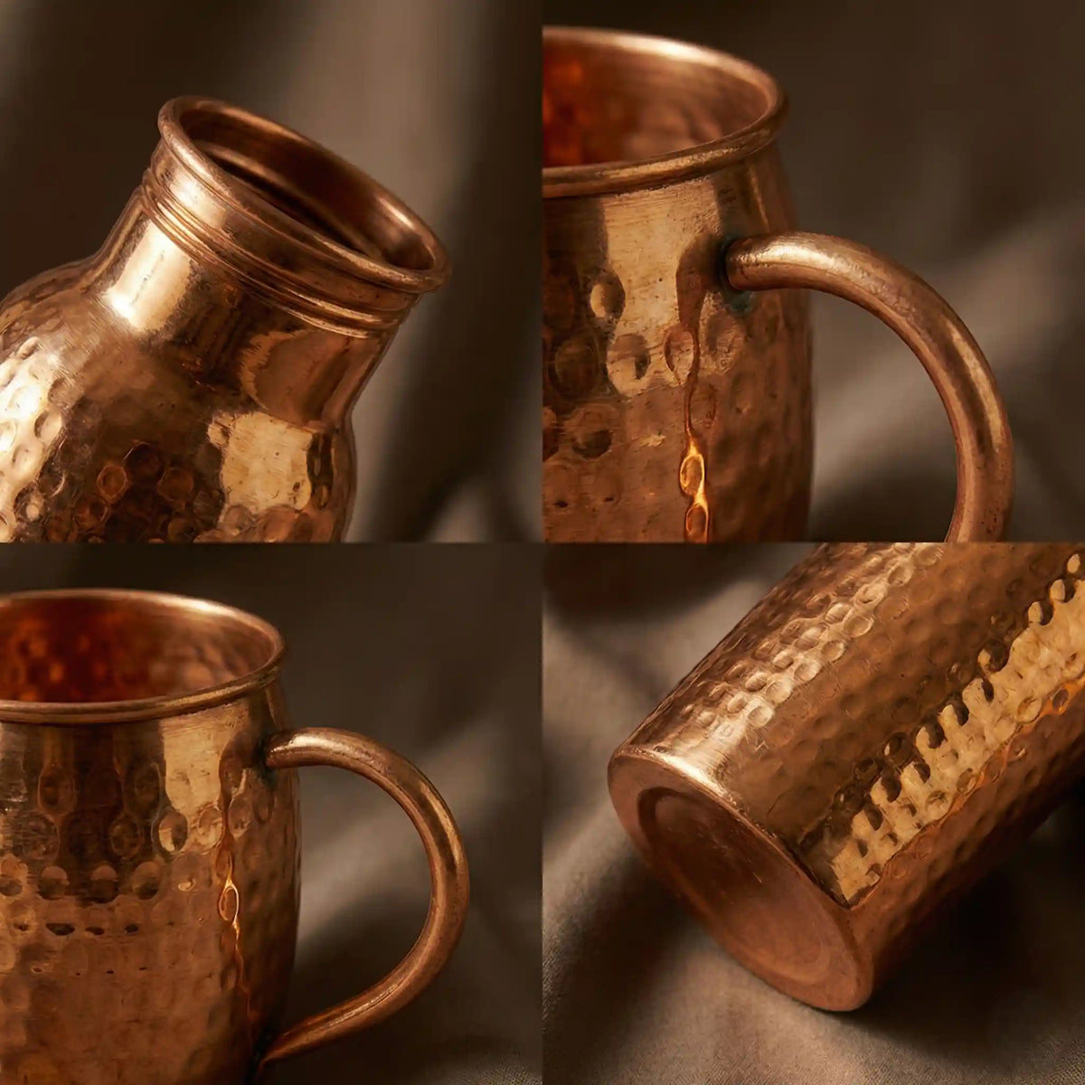 Artisan Hammered Copper Bottle & Mule Mug Set
