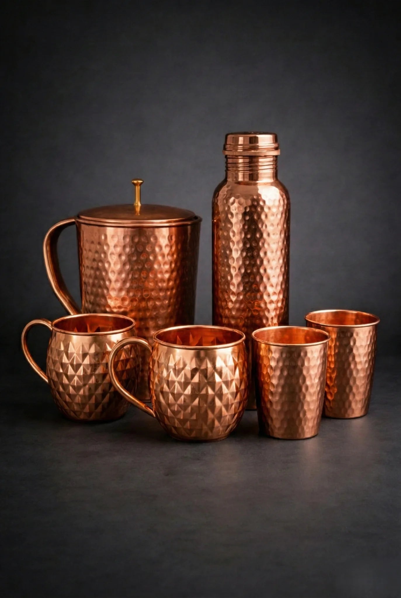 copperique Sovereign Hammered Copper Serving Set – 6 Piece