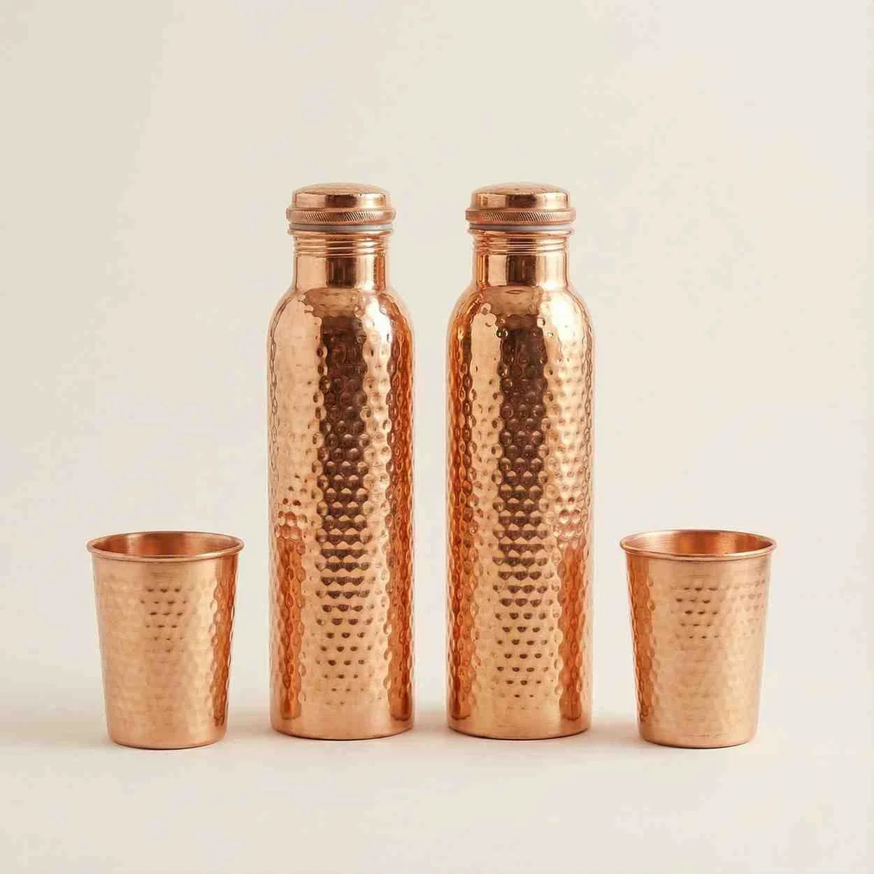 Copper Gift Set | 2 Bottles & 2 Glasses | Pure Copper