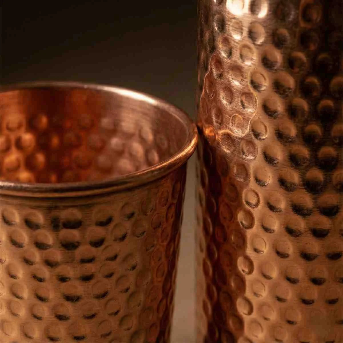 Hammered Pure Copper Water Bottle & Tumbler Gift Set