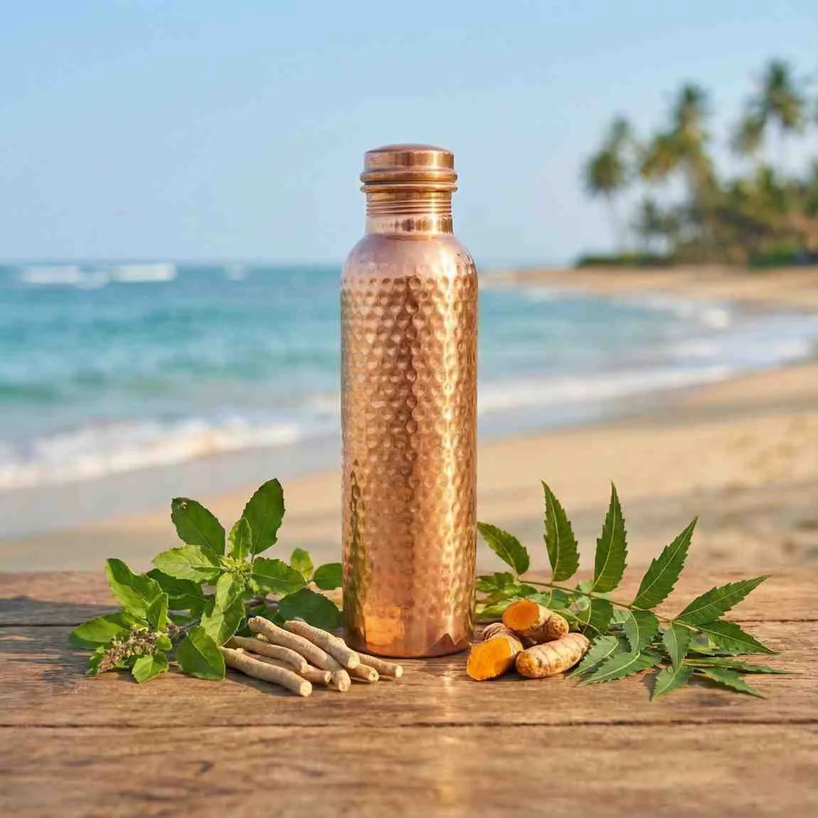 Hammered Pure Copper Water Bottle 900ml