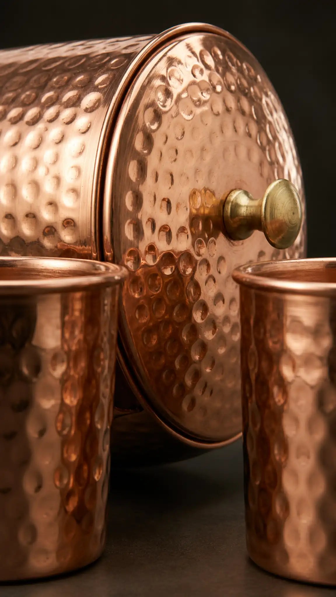 Hammered Pure Copper Water Jug & Glass Set (1 Jug + 2 Glasses) – Ayurvedic Drinkware