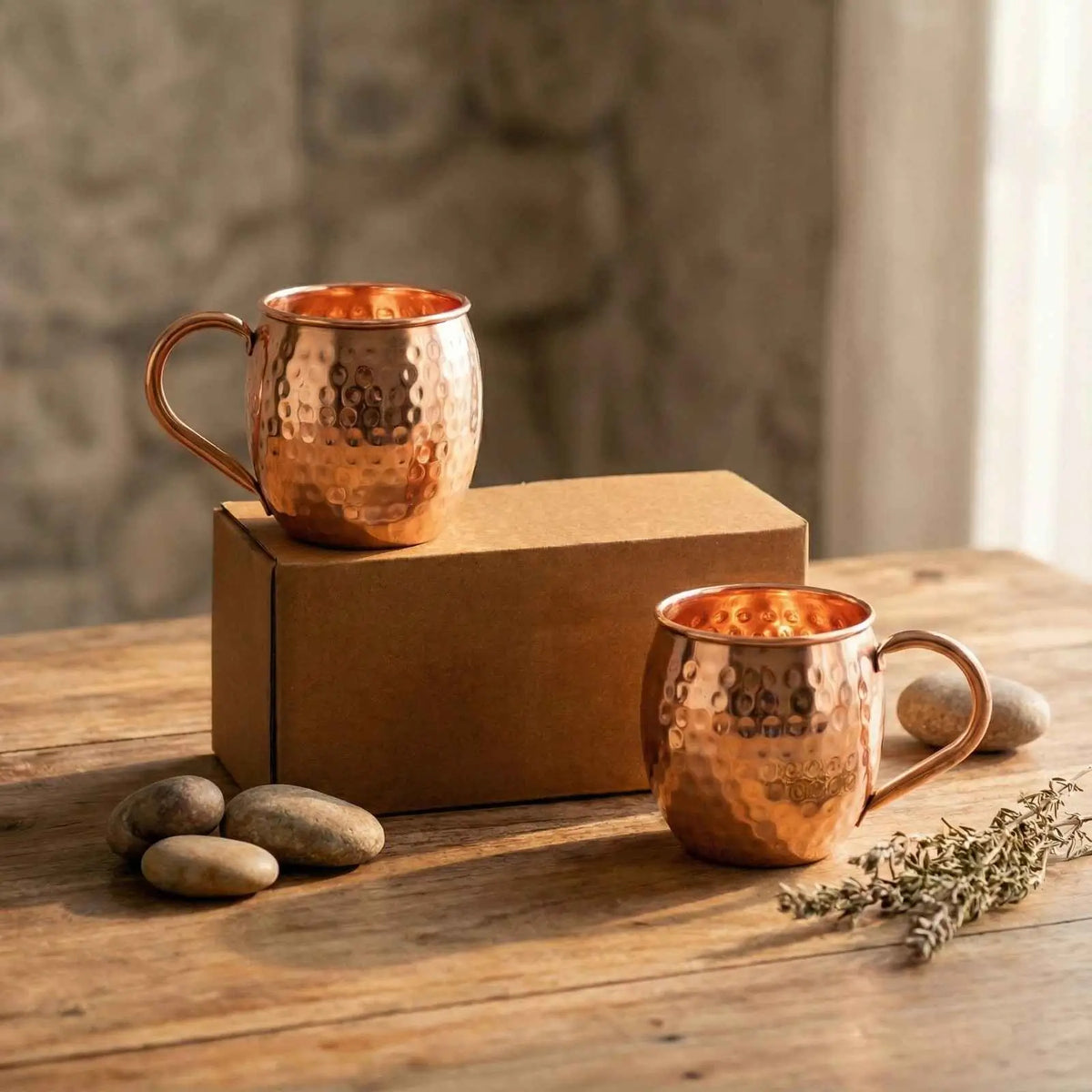 Pure Copper Moscow Mule Mugs (Set of 2) | Premium Barware